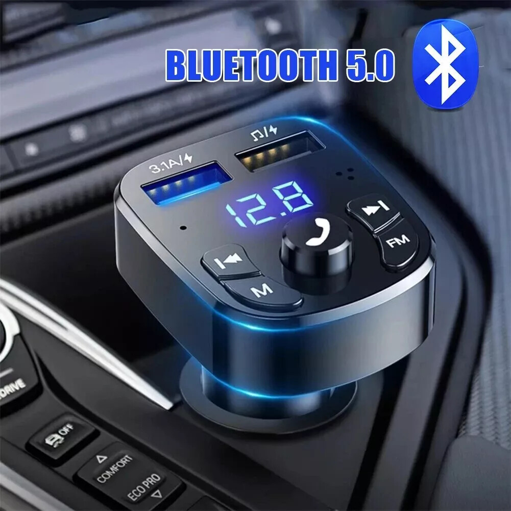 Car Bluetooth 5.0 Wireless FM Transmitter Adapter 2USB PD Charger AUX Hands-Free
