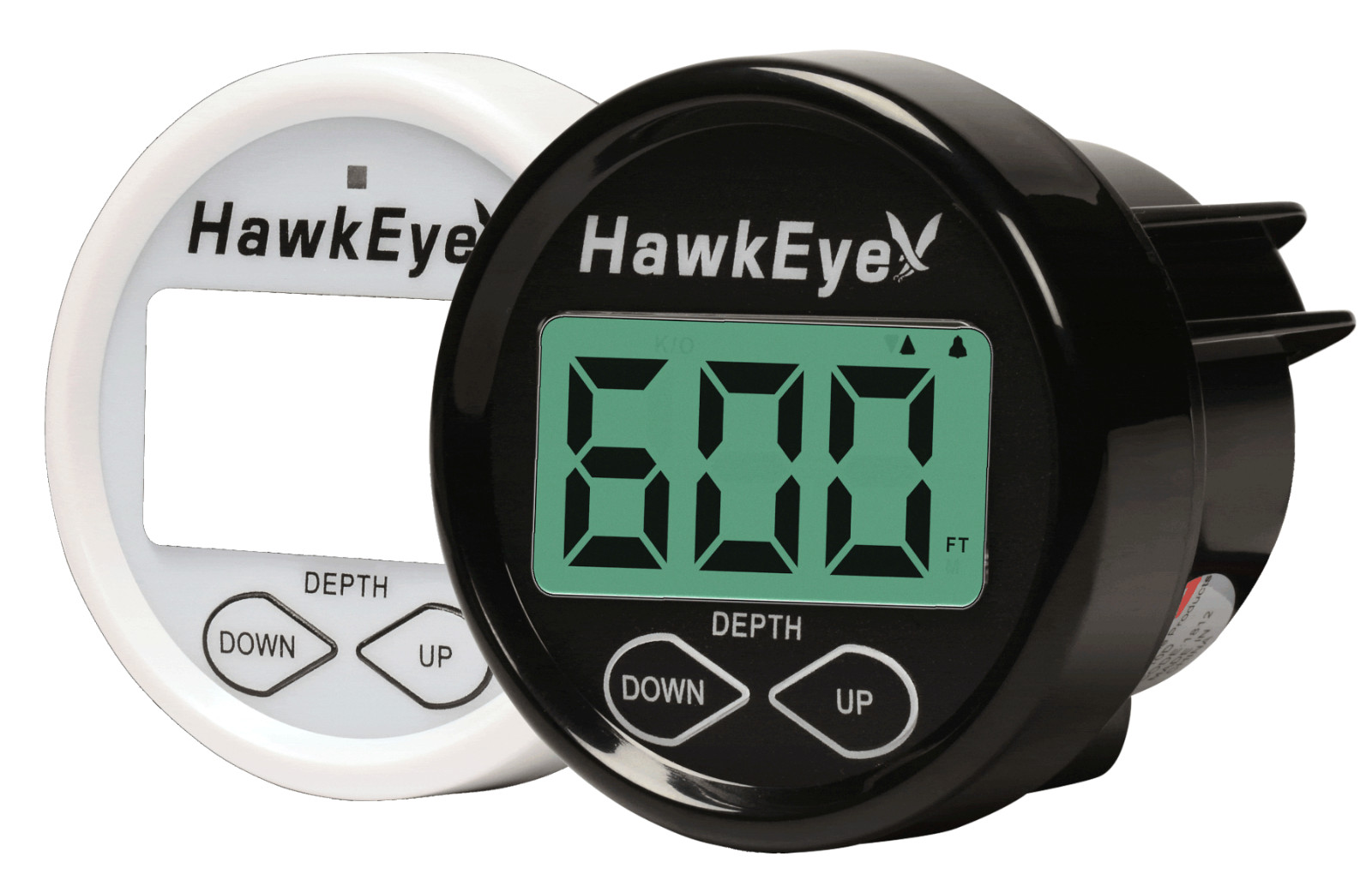 HawkEye In Dash Depth Finder/Sounder – Transom Mount OR Glue In-Hull Transducer