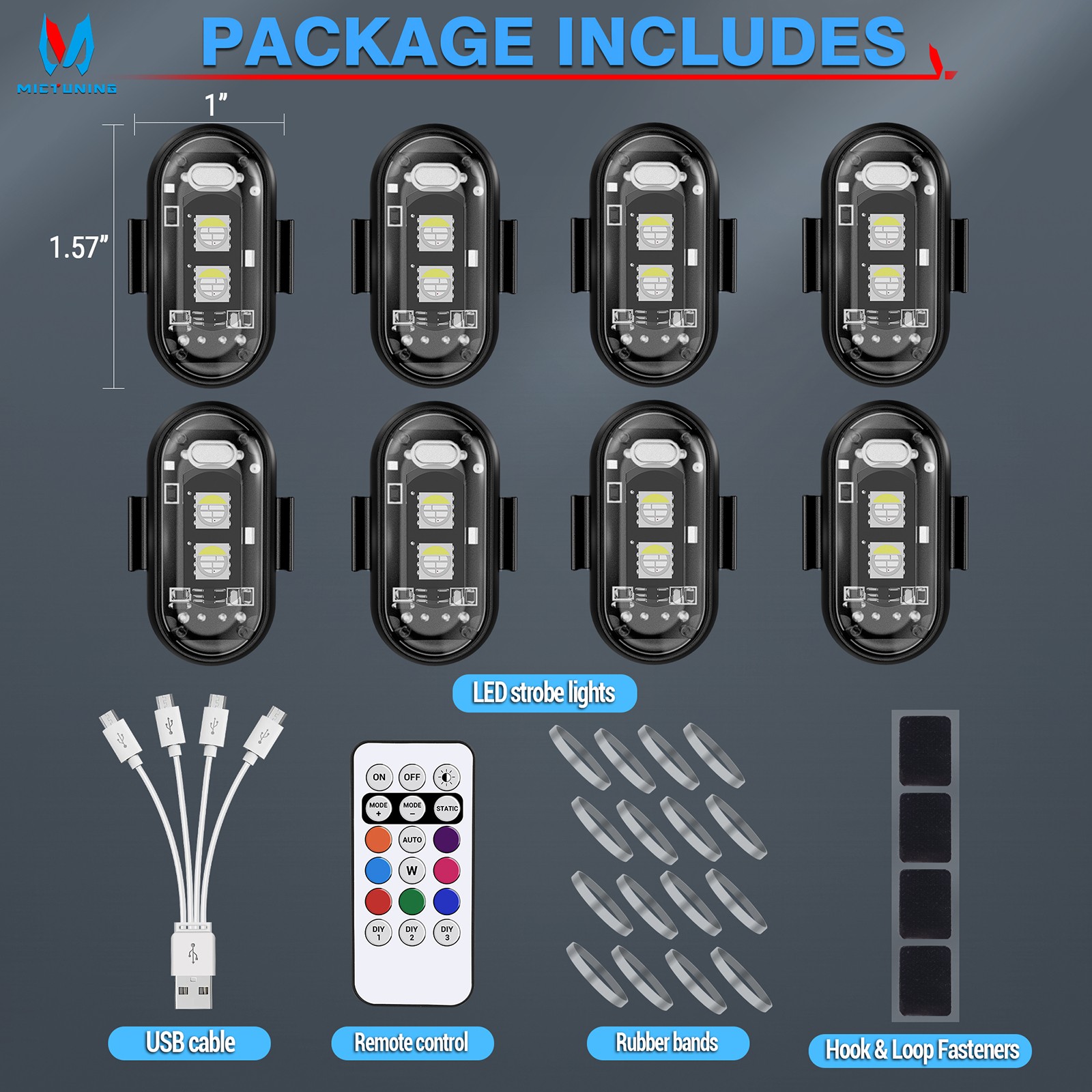 RGB Led Car Ambient Lights Rechargeable Wireless Car Light With Remote Control