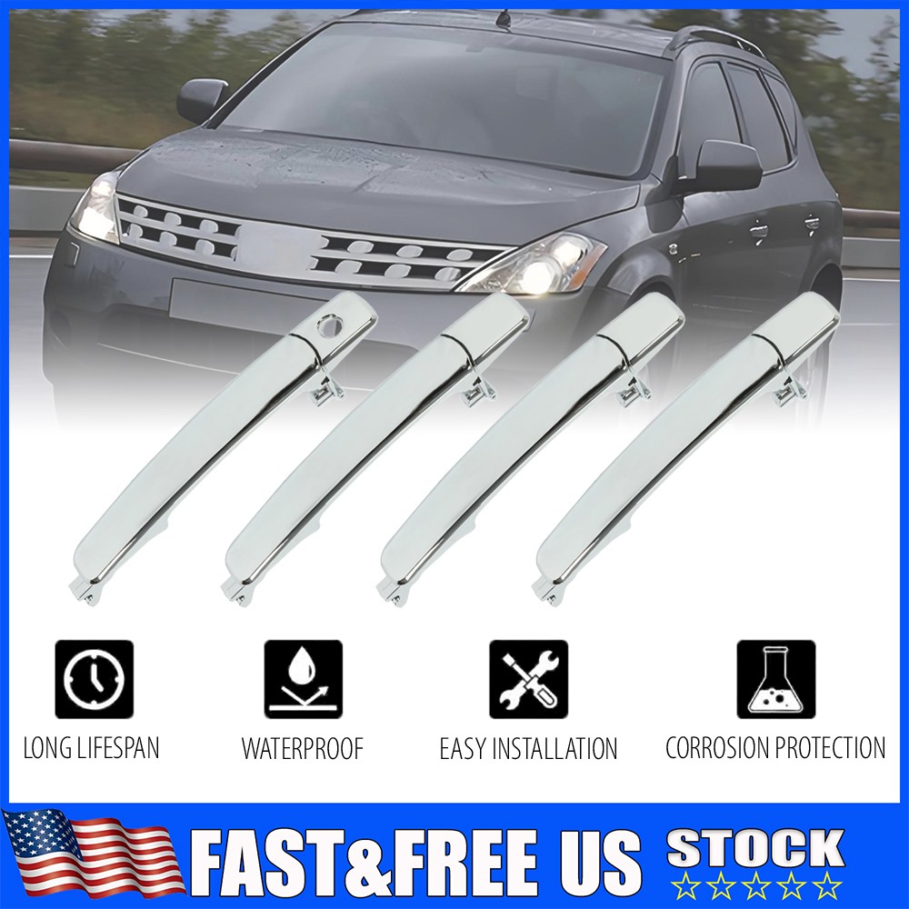 Front Rear Left/Right Side Outside Exterior Chrome Door Handle For Nissan Rogue