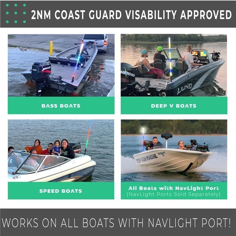 Multicolor 4ft LED Boat Navigation Light Show – 12 Patterns & Waterproof