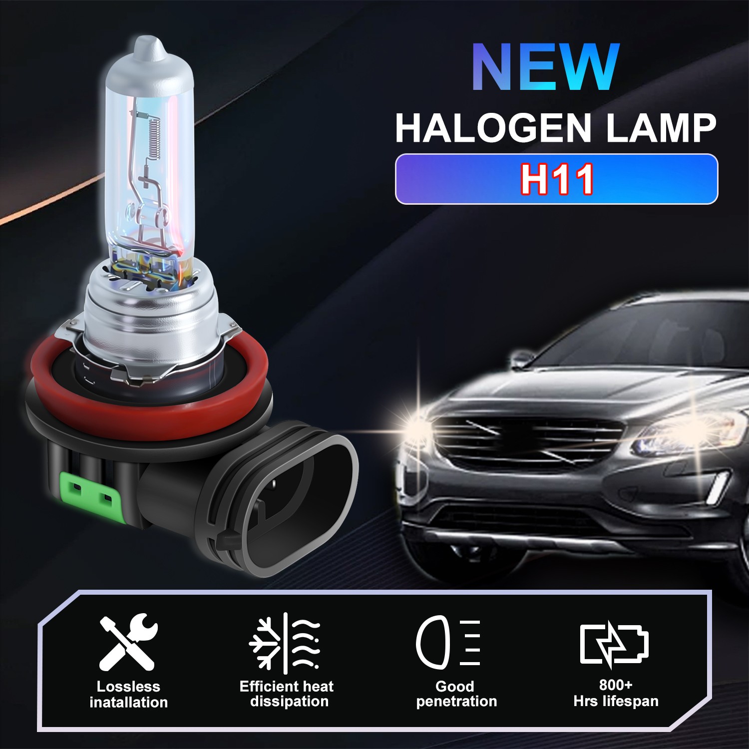 2X H11 Halogen Headlight Super Bright Bulbs Warm White High/Low Beam Replacement