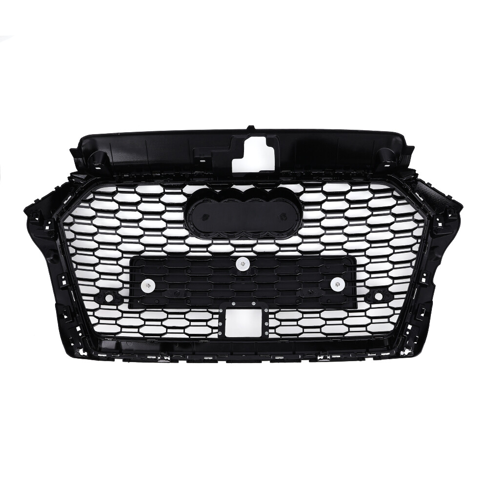 RS3 Style Front Honeycomb Mesh Grille Grill for Audi A3 S3 2017-2020 Black ACC