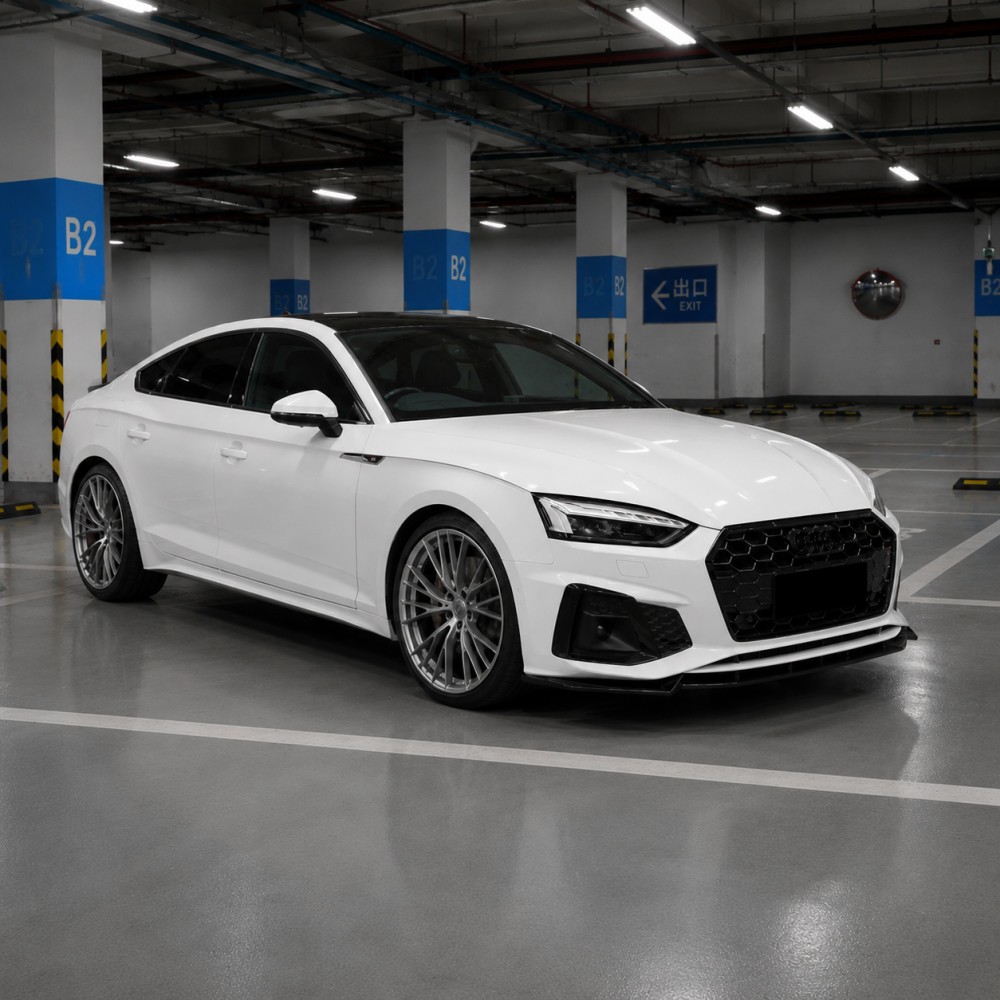 Front Bumper Lip Spoiler Splitter For Audi A5 S-line S5 2021-24 Gloss Black B9.5
