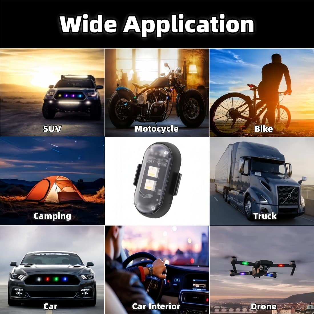 RGB Led Car Ambient Lights Rechargeable Wireless Car Light With Remote Control