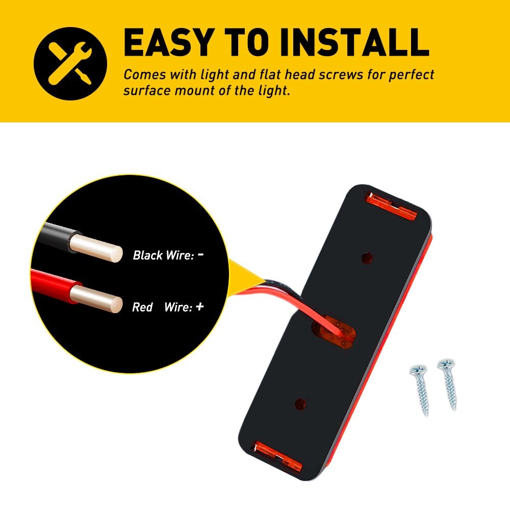 4x Red 4″*1.33″ LED Side Marker Clearance Lights Waterproof for Trailer Truck RV