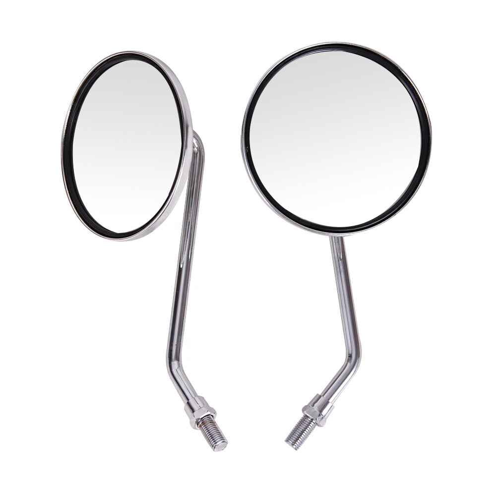 Motorcycle Classic Chrome Round RearView Side Mirrors 10mm Universal For Honda