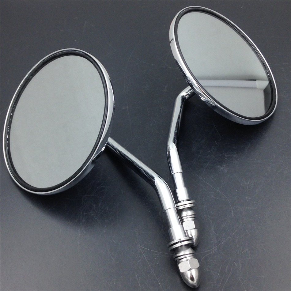 Side Mirrors For Harley Softail Dyna Sportster Touring Chrome Round RearView