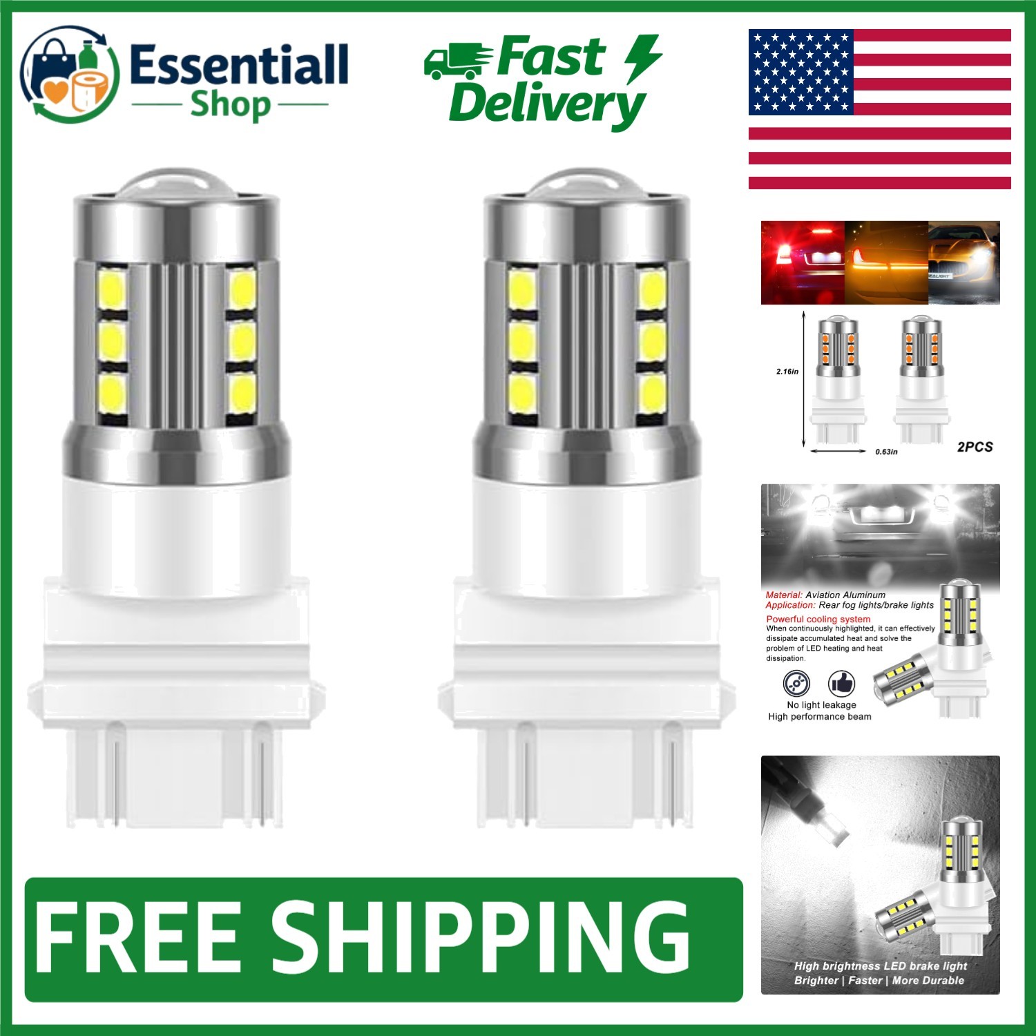 Durable 2PCS 3157 T25 LED Signal Bulbs – Easy Installation & 50,000 Hours Life