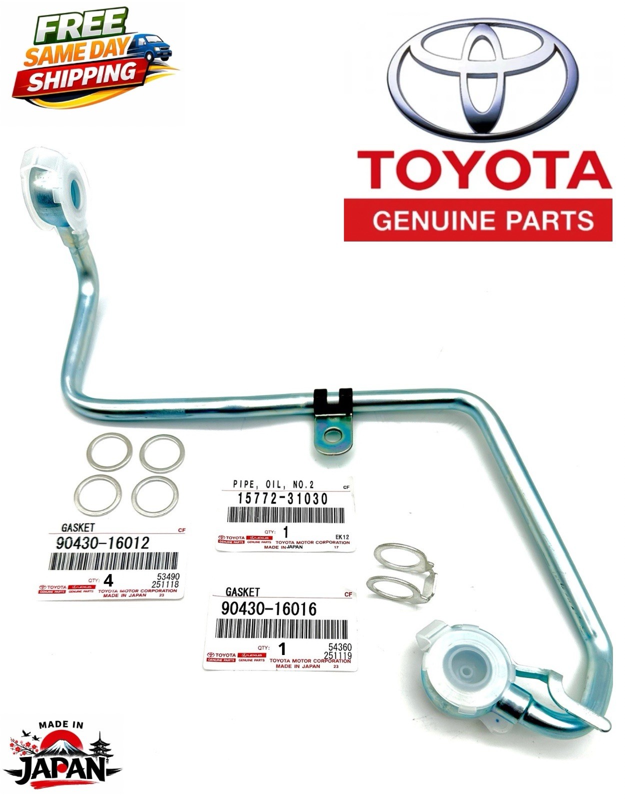 NEW GENUINE TOYOTA LEXUS 3.5 L 2GRFE ENGINE OIL COOLER LINE 15772-31030 +Gaskets