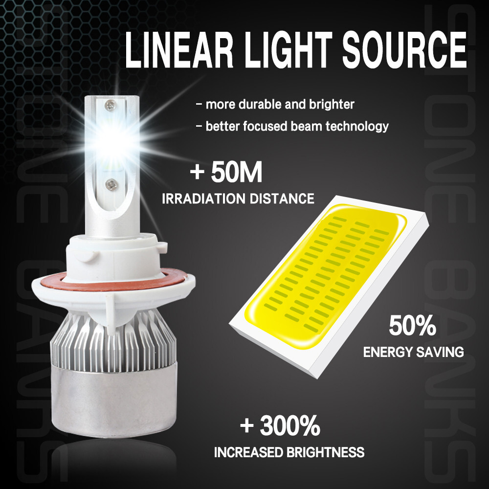 H13 9008 High Low Beam LED Headlight Bulb White 6000K Super Bright 6000K