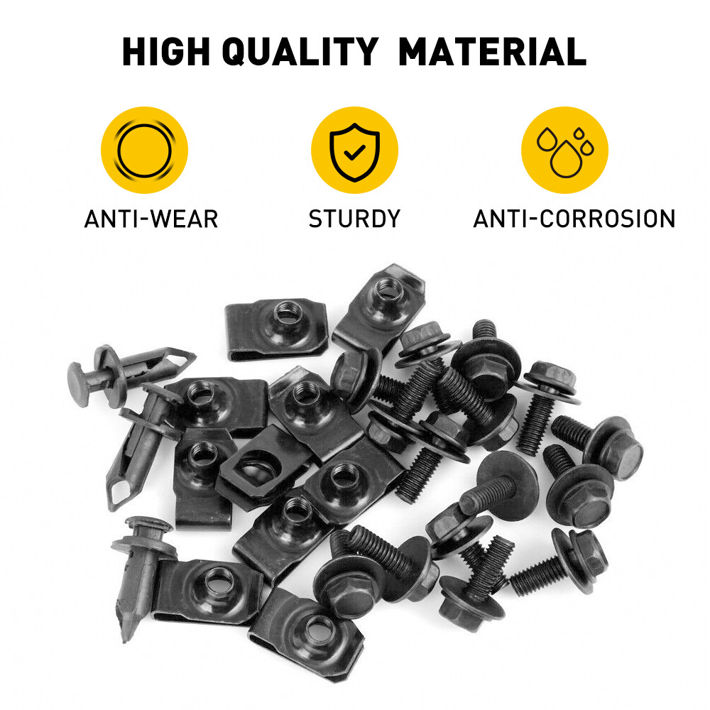 28pc Car Engine Splash Shield Bumper Hardware Kit Body Bolt Screw nut Clip Rivet