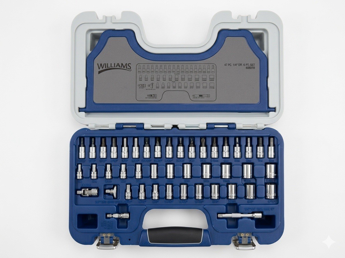 Williams JHW50601B 47-Piece 1/4″ Drive 6-Point SAE/Metric Socket Set NEW