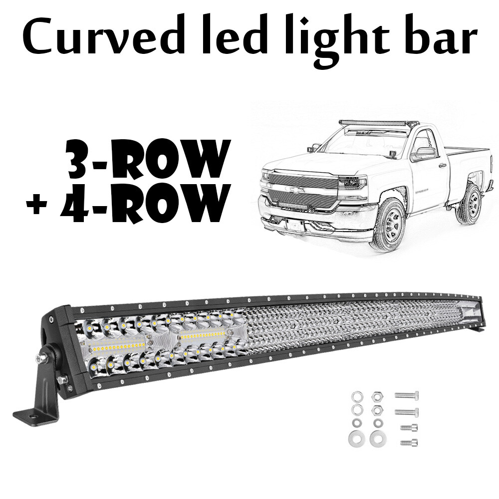 For Ram 1500 2500 Roof Curved 54″ LED Work Light Bar 4-Row Combo Driving OffRoad