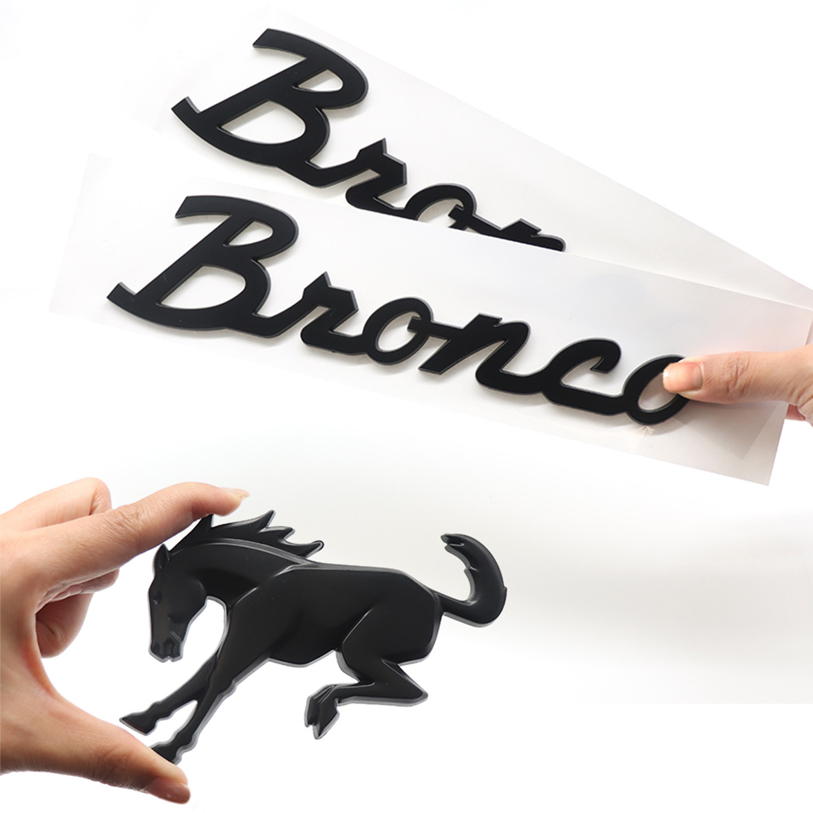 3PCS Matte Black Tailgate Fender Classic Emblem Badge for 2021-2024 Bronco SET