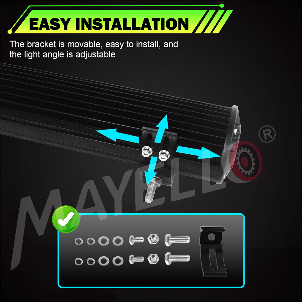 20inch LED Light Bar+4″ Pods Spot Flood Combo Offroad Driving Truck 4WD+Wire 24″