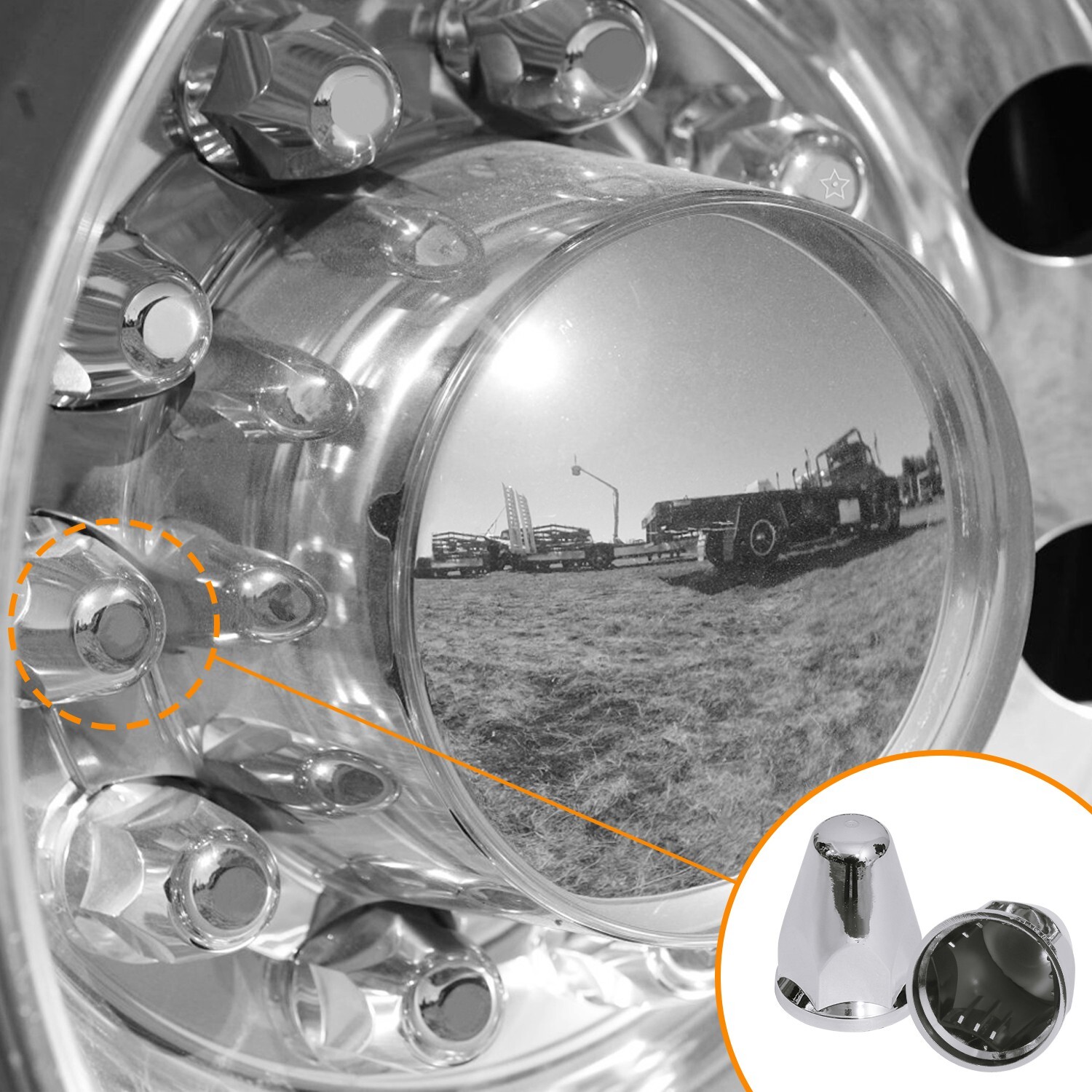 33mm Chrome Lug Nut Cover Push On, ABS Plastic Lug Nut Cap for Semi Truck(20pcs)