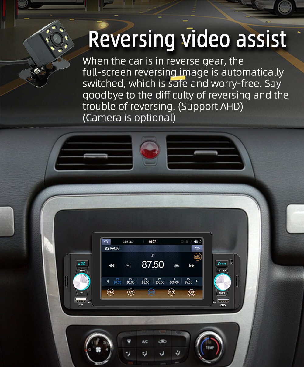 Car MP5 Player Single DIN Bluetooth FM USB Radio For Apple CarPlay Android Auto