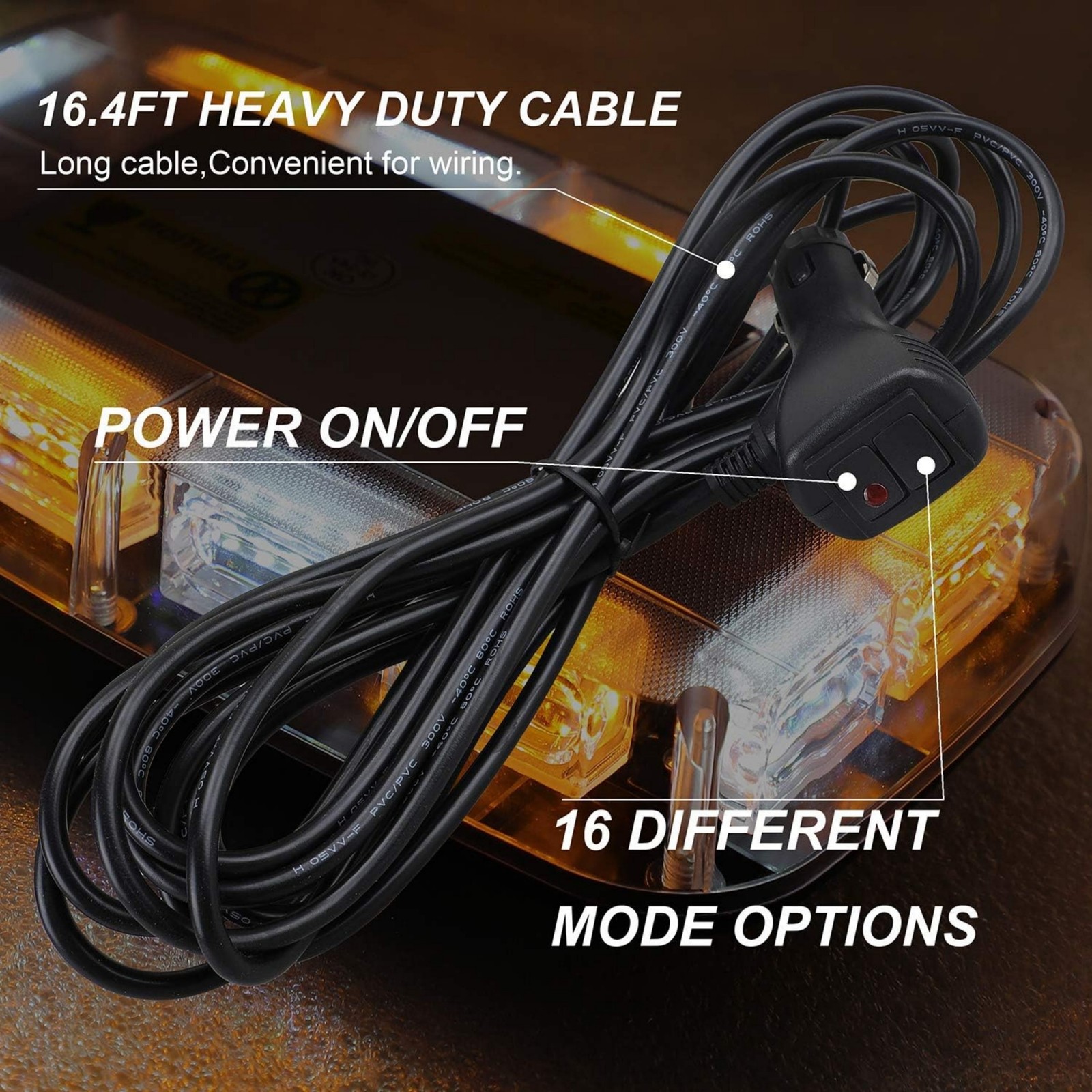 Hewworth Truck Rooftop beacon Strobe Bar Lights 72-LEDs Emergency Light Hazard