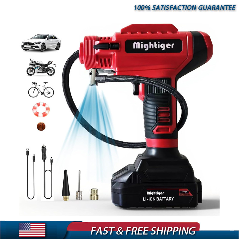 Cordless Handheld Portable Tire Inflator 20V DC 12V 150PSI Rechargeable Battery,
