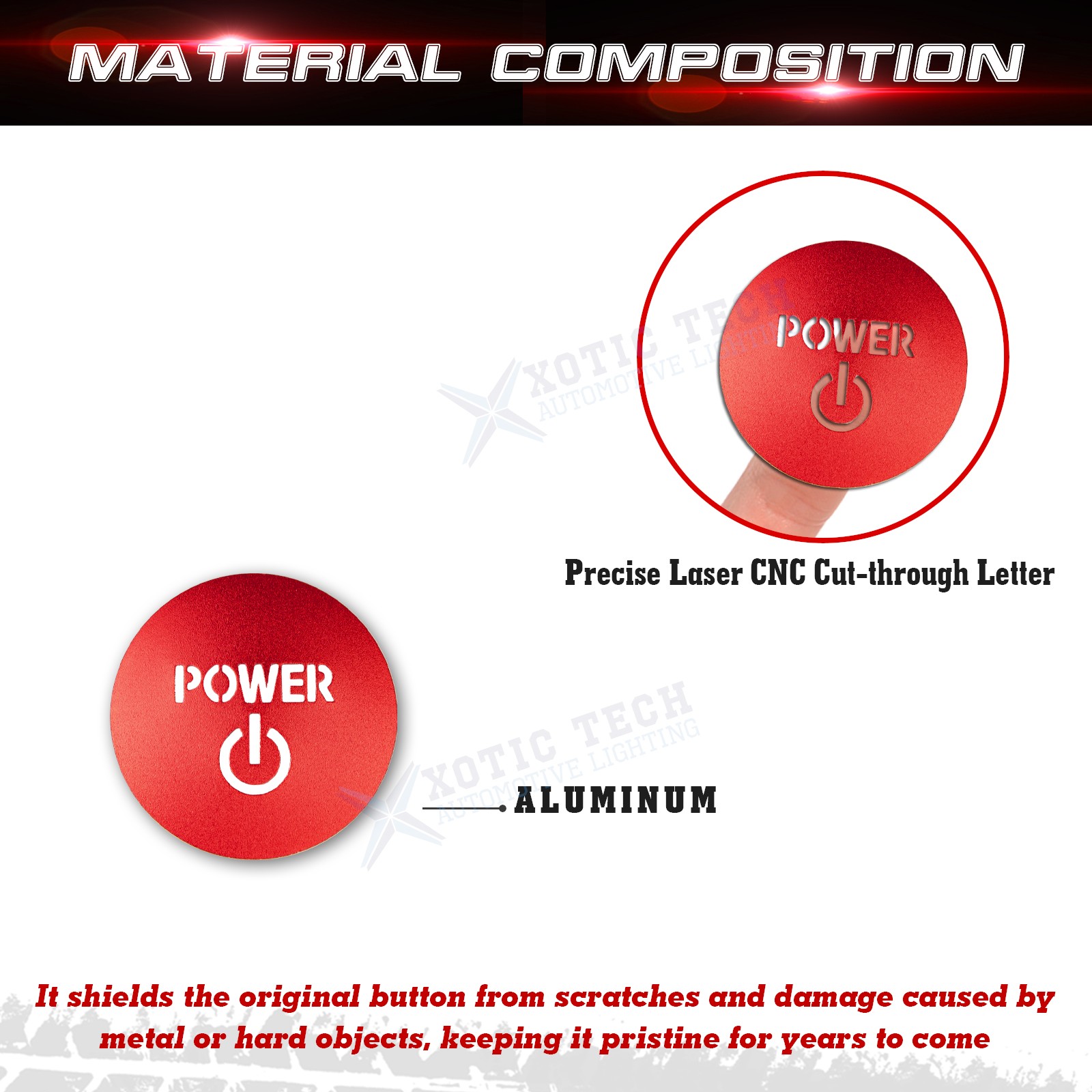 Red Power Engine Start Stop Push Button Trim For Toyota Camry Tacoma Prius RAV4