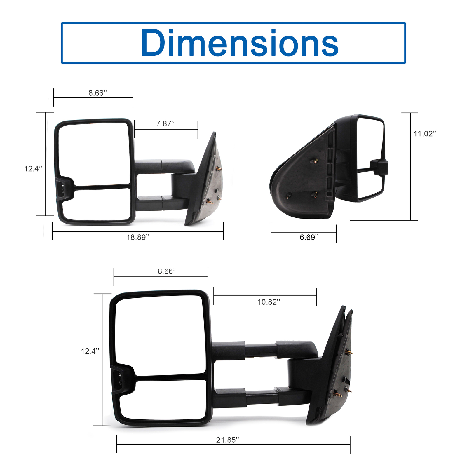 Manual Fold Tow Mirrors Fit 2009 2010 2011 2012 2013 Chevy Silverado 1500 2500