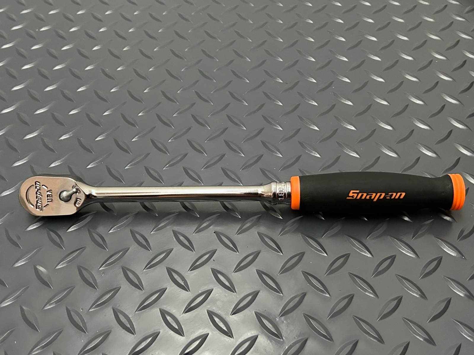 Snap-on Tools 3/8″ Drive ORANGE Soft Grip LONG Fixed Head Ratchet FHL80O USA NEW