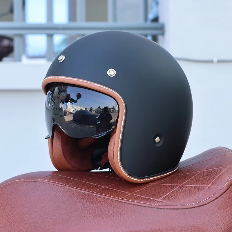 DOT 3/4 Open Face Motorcycle Helmet Retro Unisex Adult Scooter Cruiser Safety