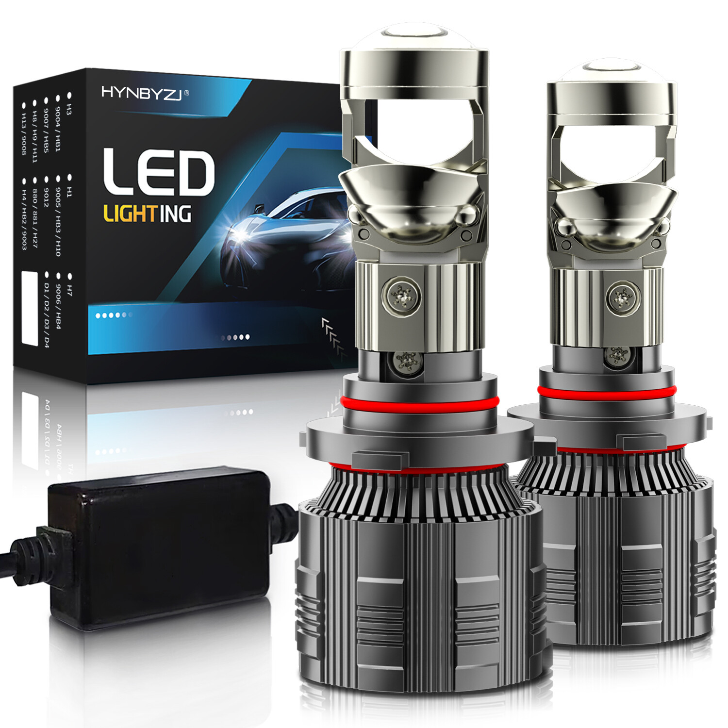 2x 9006 HB4 Mini Bi-LED Projector Lens Hi-Lo Beam Bulb Headlight Retrofit 6000K