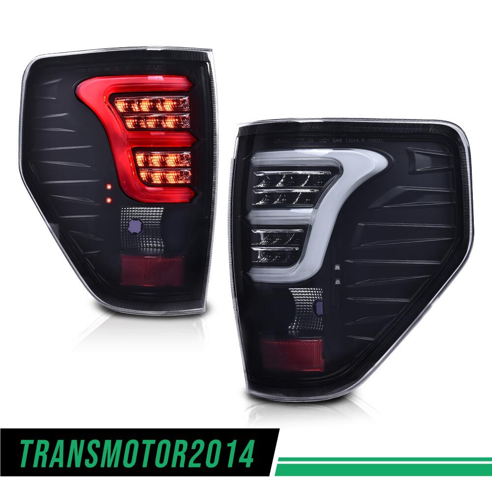 FIT FOR 2009-2014 FORD F-150 PICKUP REAR TAIL LIGHTS BRAKE LAMPS SMOKED/BLACK