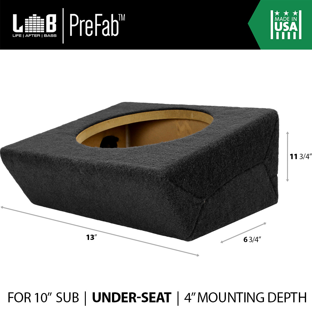 Sealed Shallow-Mount MDF Under-Seat Sub Enclosure Box for 10″ Slim Subwooofer