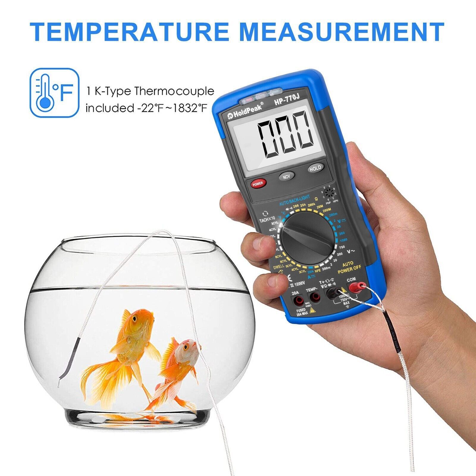 Automotive Digital Multimeter Engine Analyzer Dwell Tach RPM AC DC Volt Meter US