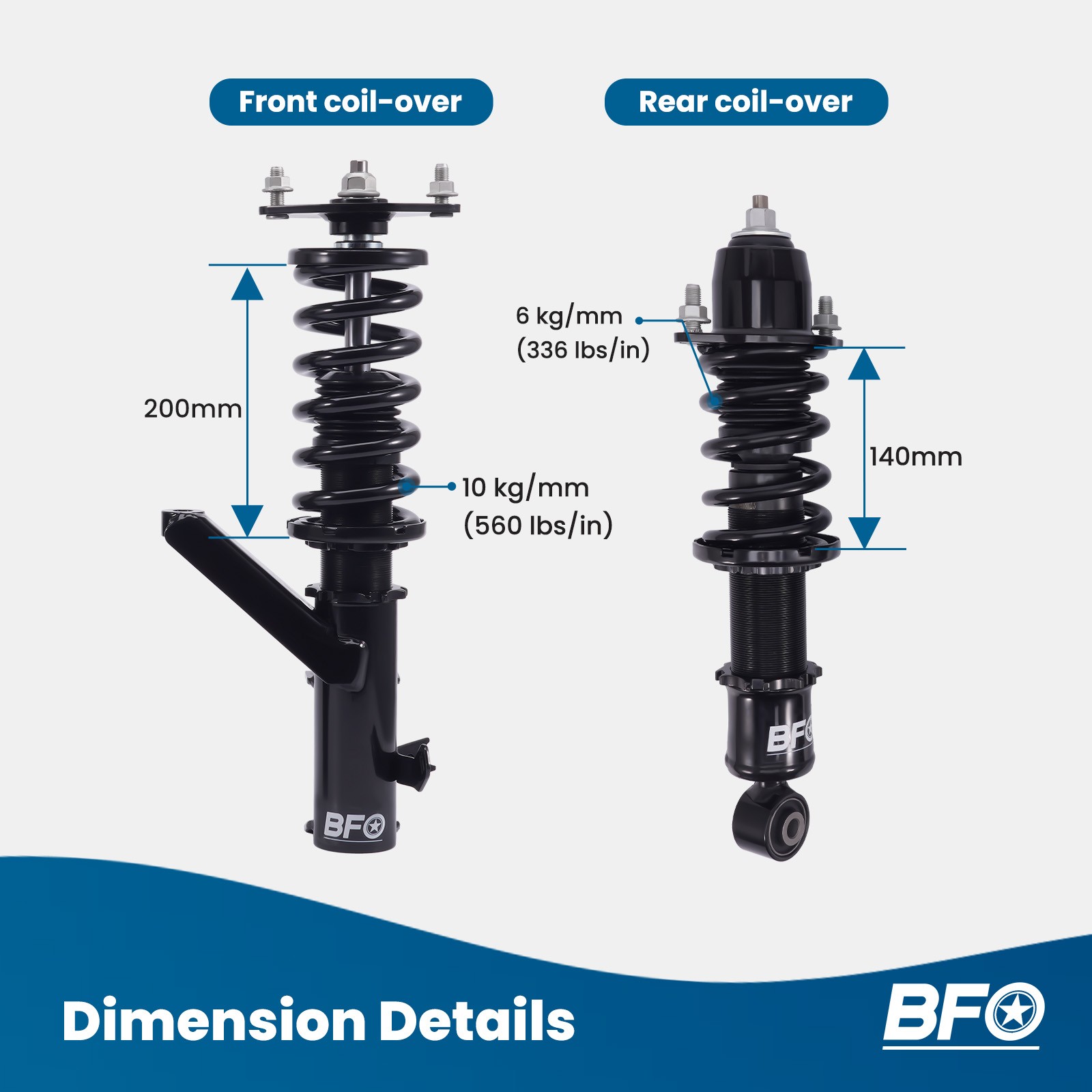 BFO Coilover Shocks & Springs for Honda Civic 2001-2005 Height Adjustable