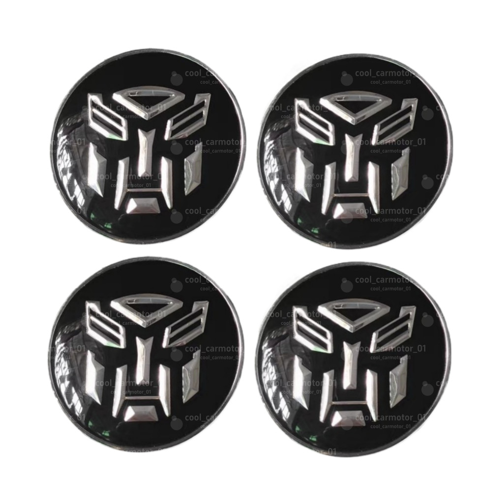 4x 60mm Black Silver Transformers Autobots Logo Wheel Center Hub Cap Rim Cover