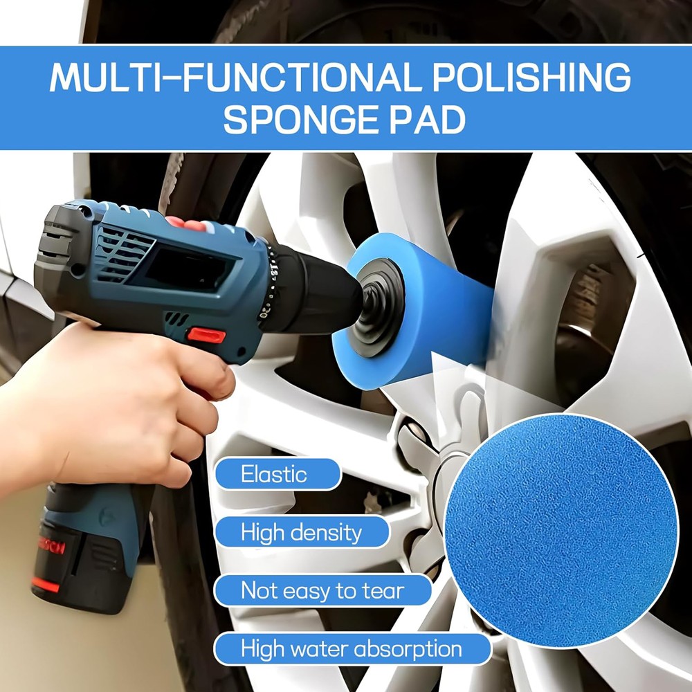 4″ Foam Drill Polishing Cone Ball Pads Kit Car Hub Waxing Buffing Wheel Polisher
