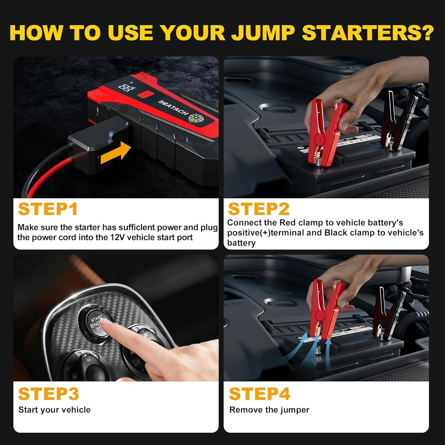 WOLFBOX Jump Starter , 4000A Portable Car Battery Booster