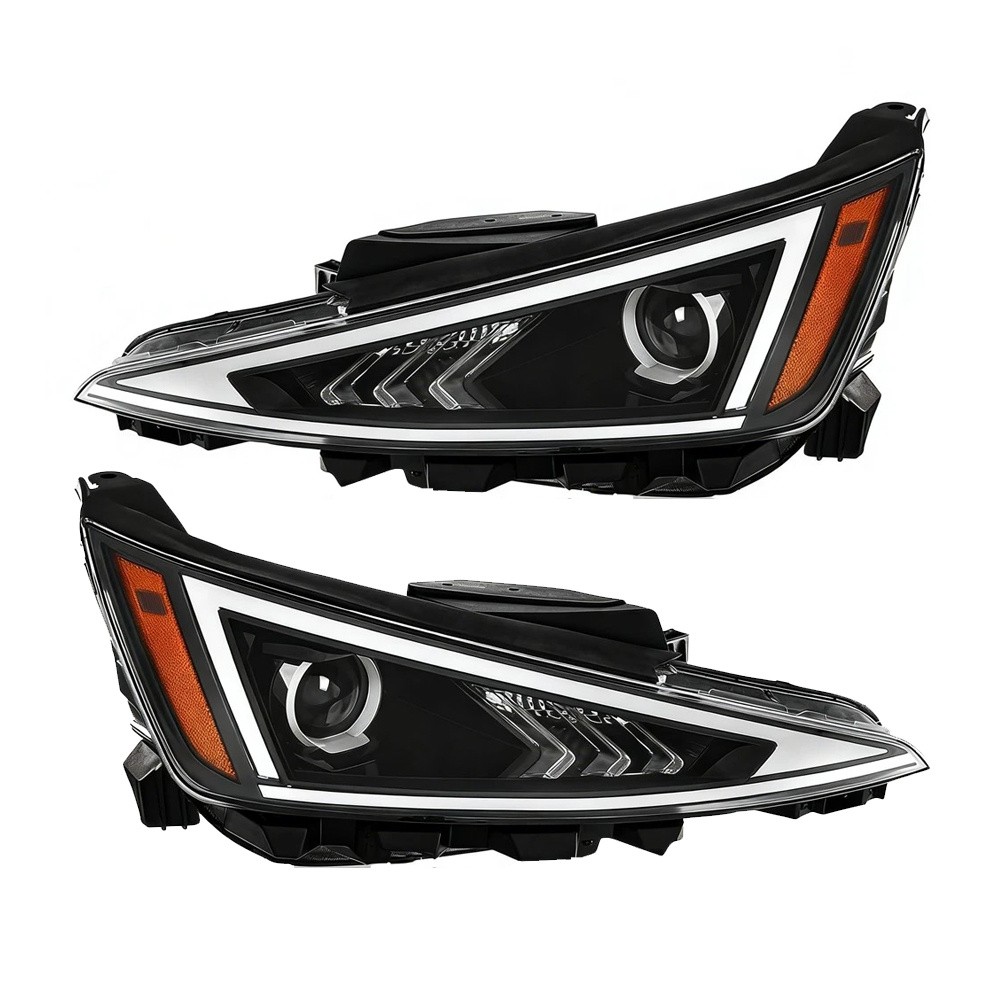 Driver&Passenger Headlight For Hyundai Elantra 2019 2020 Black Housing Halogen