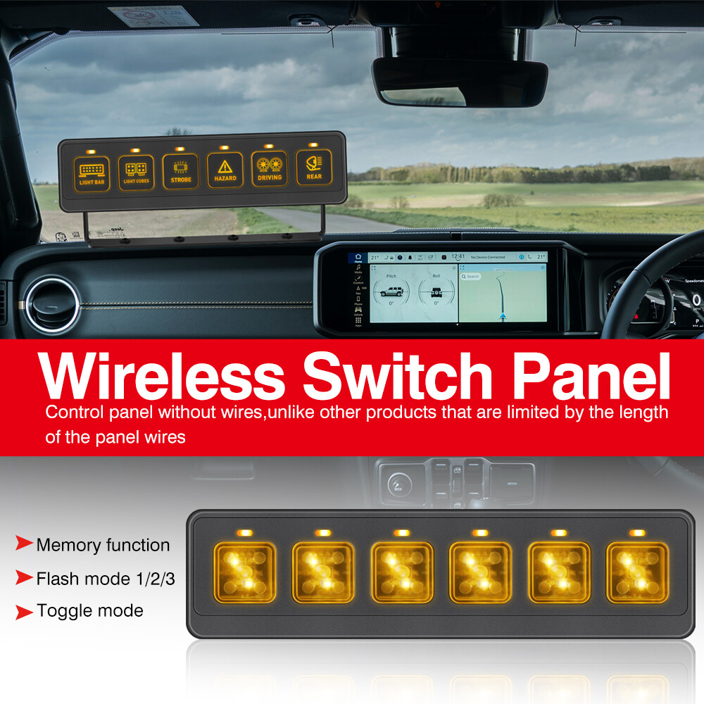 6 Gang Switch Panel 24V Auxiliary Circuit Control Box for 07-18 Chevy/GMC 1500