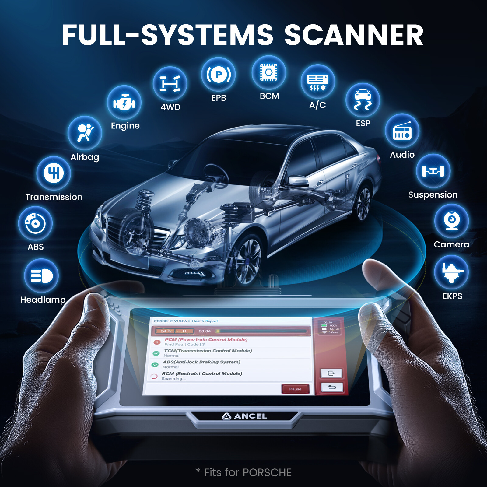 Auto OBD2 Scanner Bluetooth Diagnostic Tool All System ABS SRS TPMS Code Reader