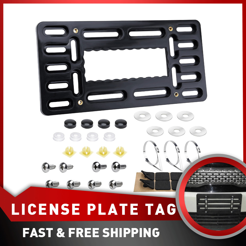 Auto Front License Plate Relocator Bracket Bumper Mount Tag Holder Hardware Pack