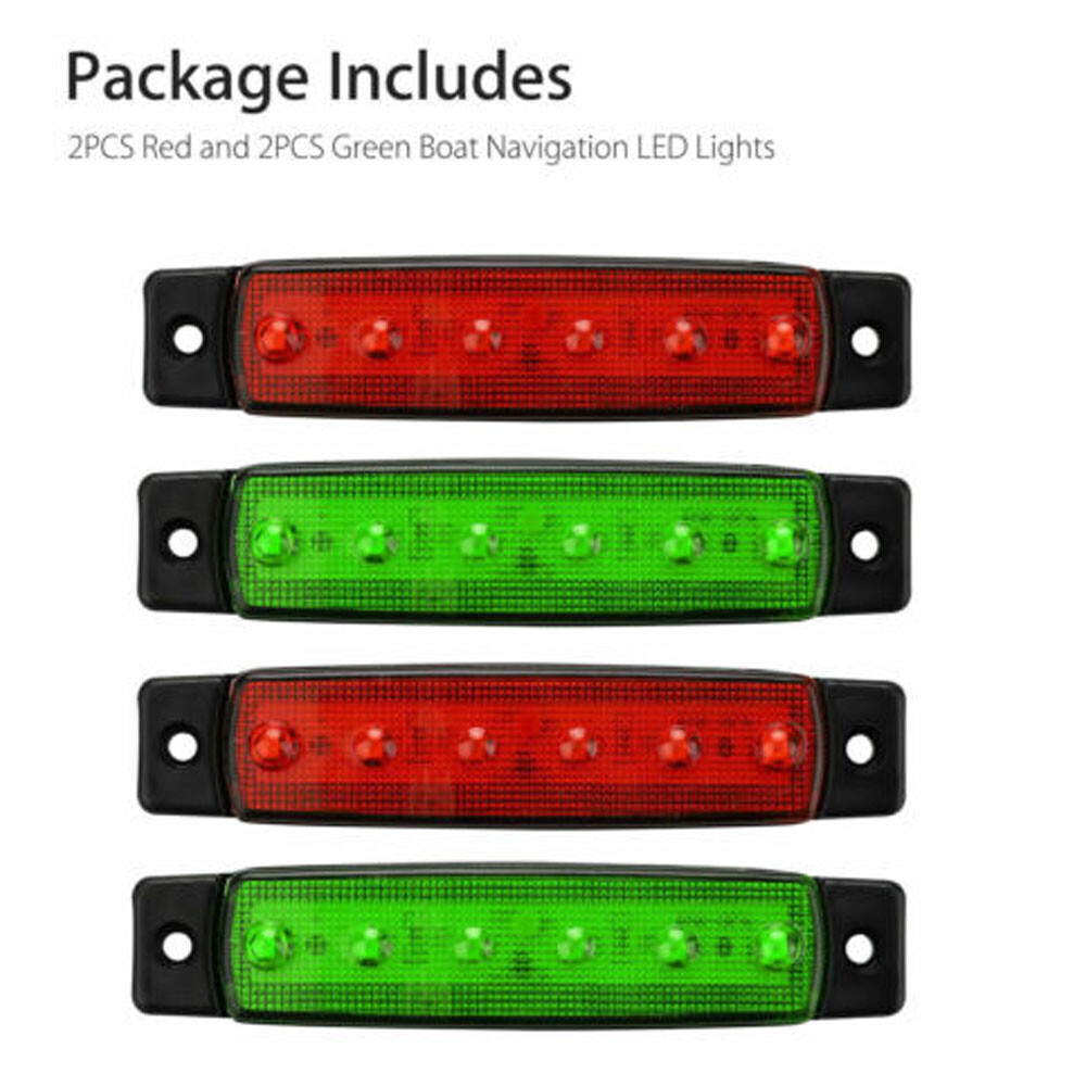 4pcs Green Red Boat Navigation LED Lights Stern Lights Boats Starboard Light 12V