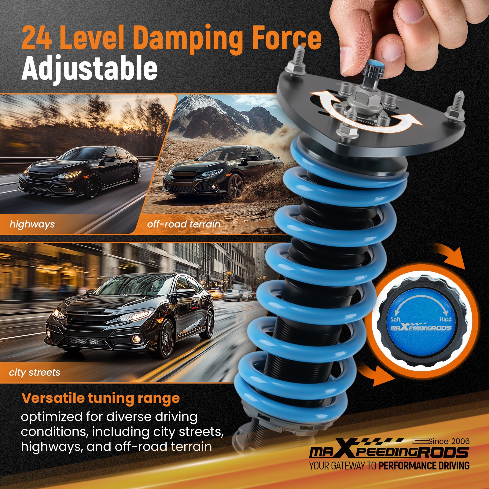 Maxpeedingrods COT6 Damper Coilovers Suspension Kit For Subaru Impreza WRX 08-14
