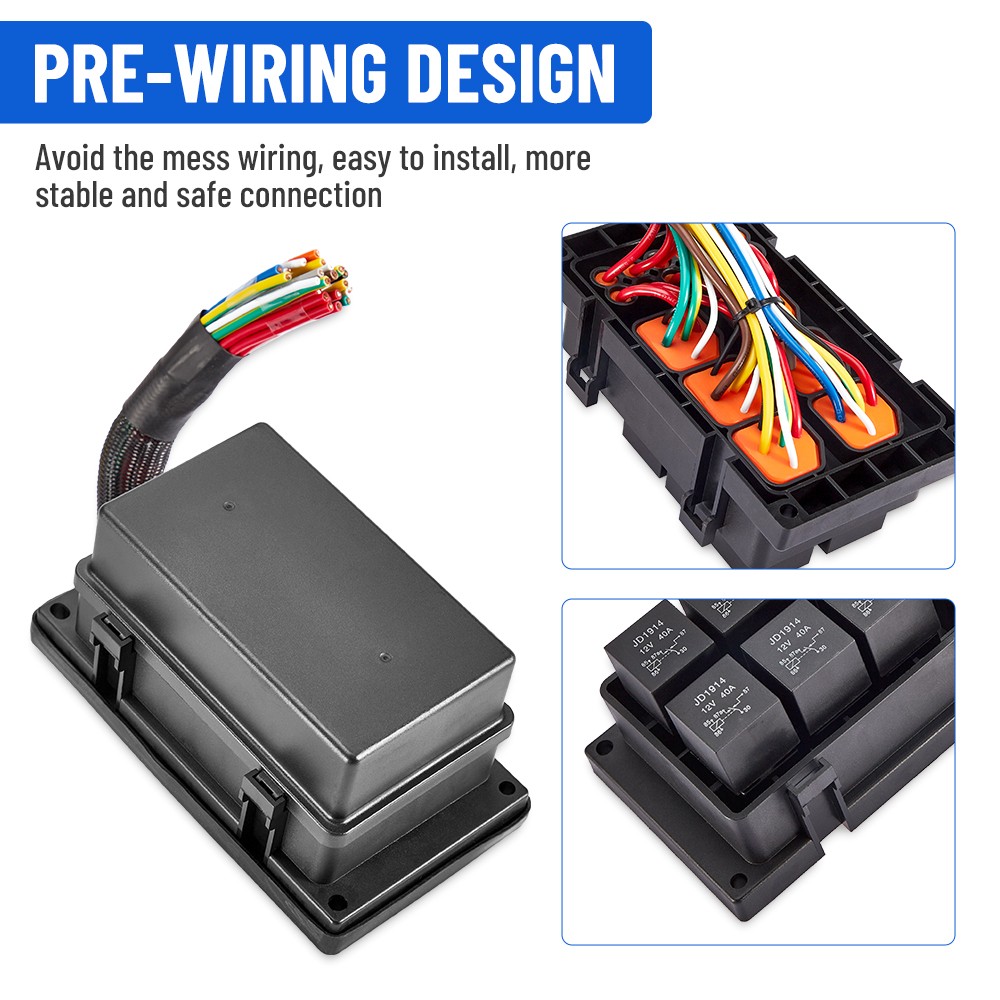 12V Universal Waterproof Automotive 6 ATO Fuse Relay Box Block w/ Harness Marine
