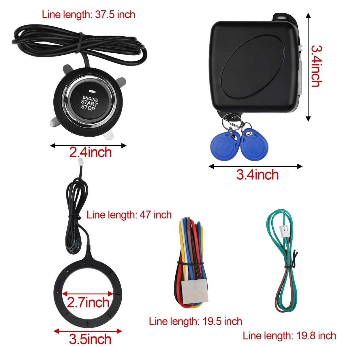 12V RFID Engine Start Car Ignition Switch Push Button Keyless Entry Starter Kit