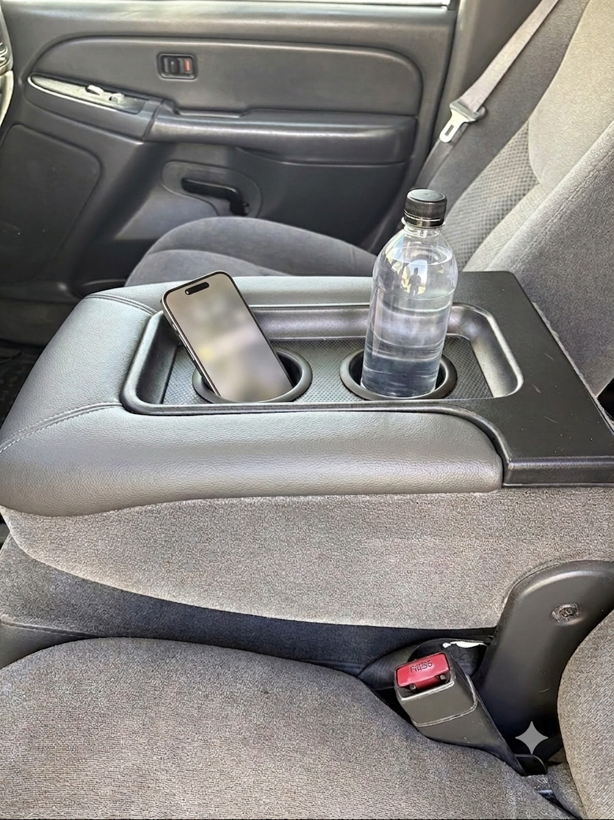 MADE IN U.S.A Center Console Middle Top storage lid with Cup holders Dark Gray
