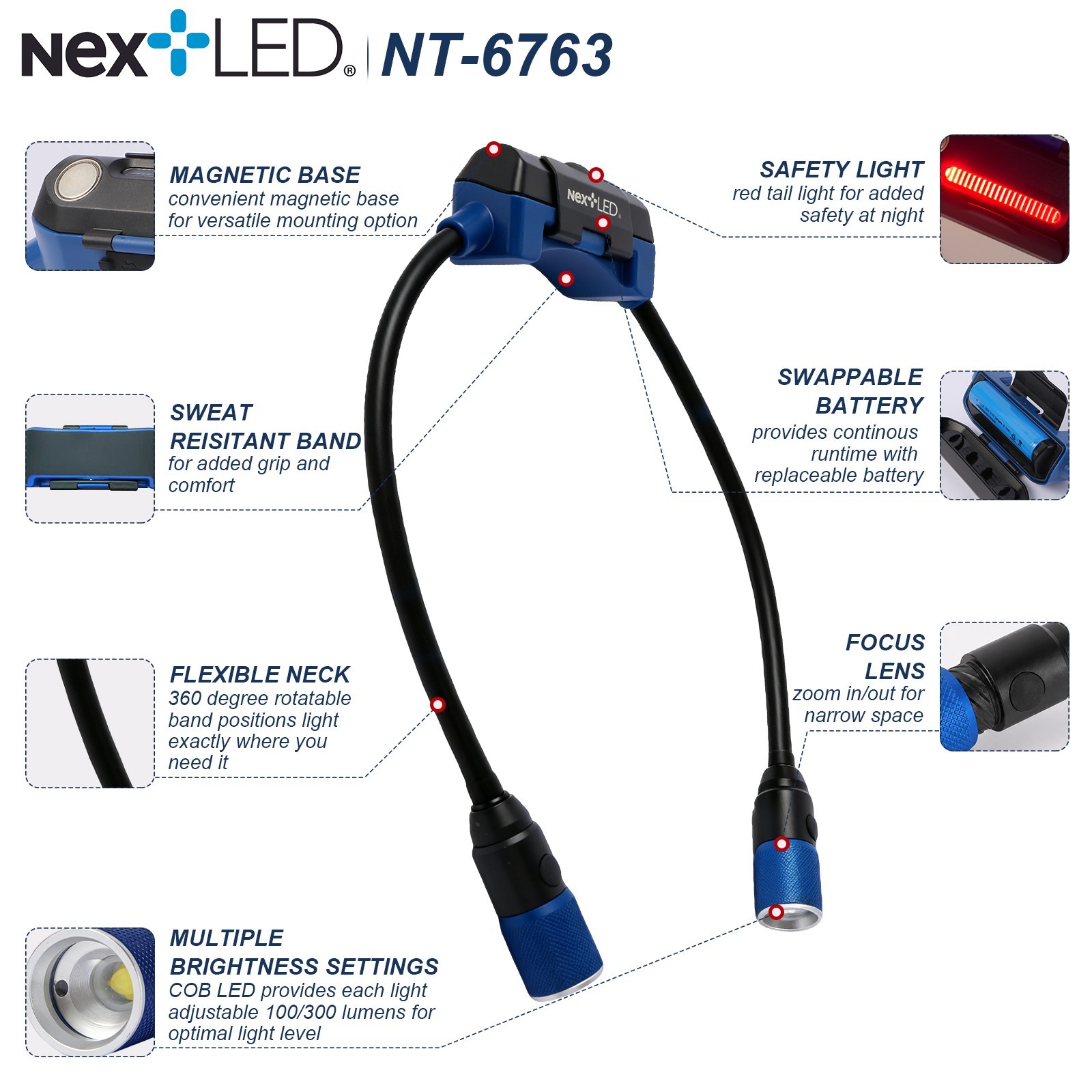 NextLED Around the Neck Rechargeable Flash/Work Light w/Magnetic Mounting Base