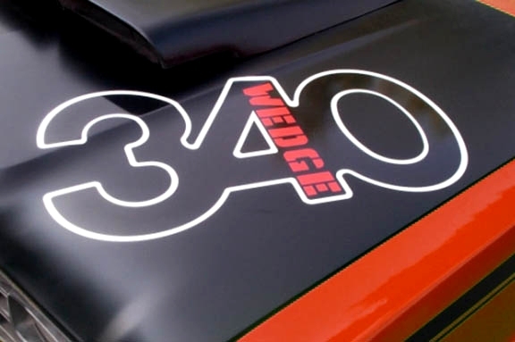 1971 Plymouth Duster 340 Wedge Hood Callout Tape Stripe Decal RED MoPar