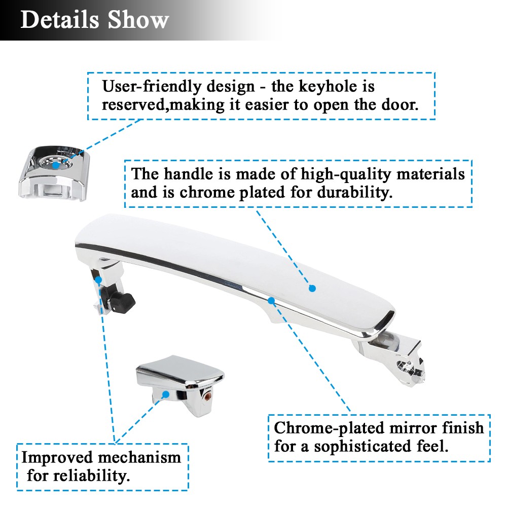Front Rear Left/Right Side Outside Exterior Chrome Door Handle For Nissan Rogue