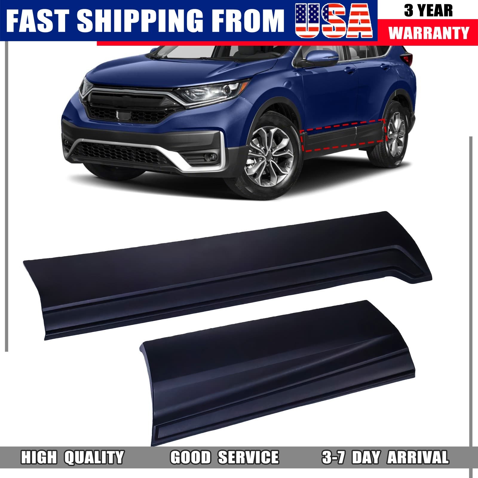 Left Side Front & Rear Door Lower Molding Garnish Panel For Honda CR-V 2017-22