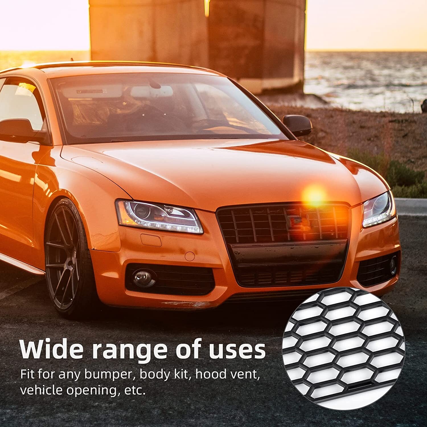 Universal Black ABS Plastic Racing Honeycomb Hex Mesh Grill Spoiler Bumper Vent